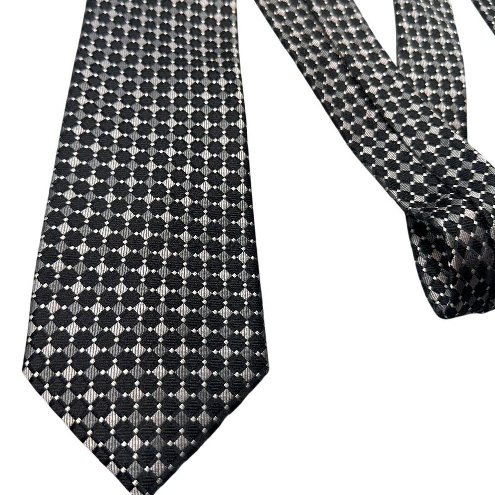 Eagle Shirtmakers Necktie Geometric Grid Woven 100% Silk